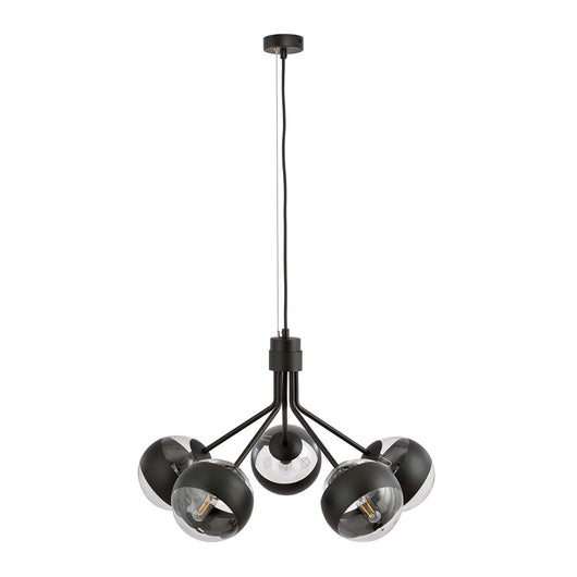Lampadario Contemporaneo Orione Acciaio Nero 5 Luci E14 Ip20