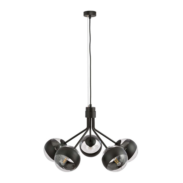 Lampadario Contemporaneo Orione Acciaio Nero 5 Luci E14 Ip20