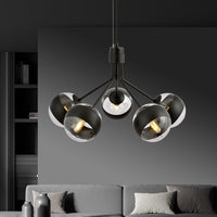 Lampadario Contemporaneo Orione Acciaio Nero 5 Luci E14 Ip20