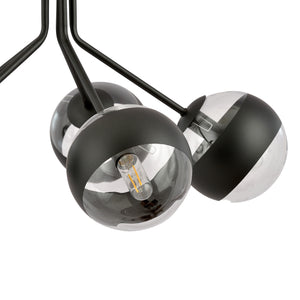 Lampadario Contemporaneo Orione Acciaio Nero 5 Luci E14 Ip20