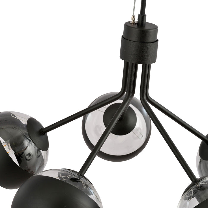 Lampadario Contemporaneo Orione Acciaio Nero 5 Luci E14 Ip20