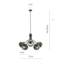 Lampadario Contemporaneo Orione Acciaio Nero 5 Luci E14 Ip20