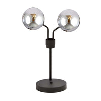 Lampada Da Tavolo Moderna Orione Acciaio Nero Grigio 2 Luci E14 Ip20