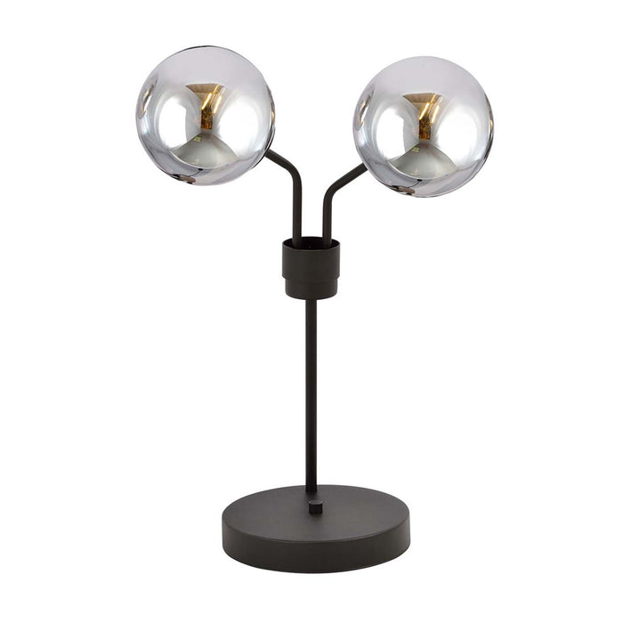 Lampada Da Tavolo Moderna Orione Acciaio Nero Grigio 2 Luci E14 Ip20