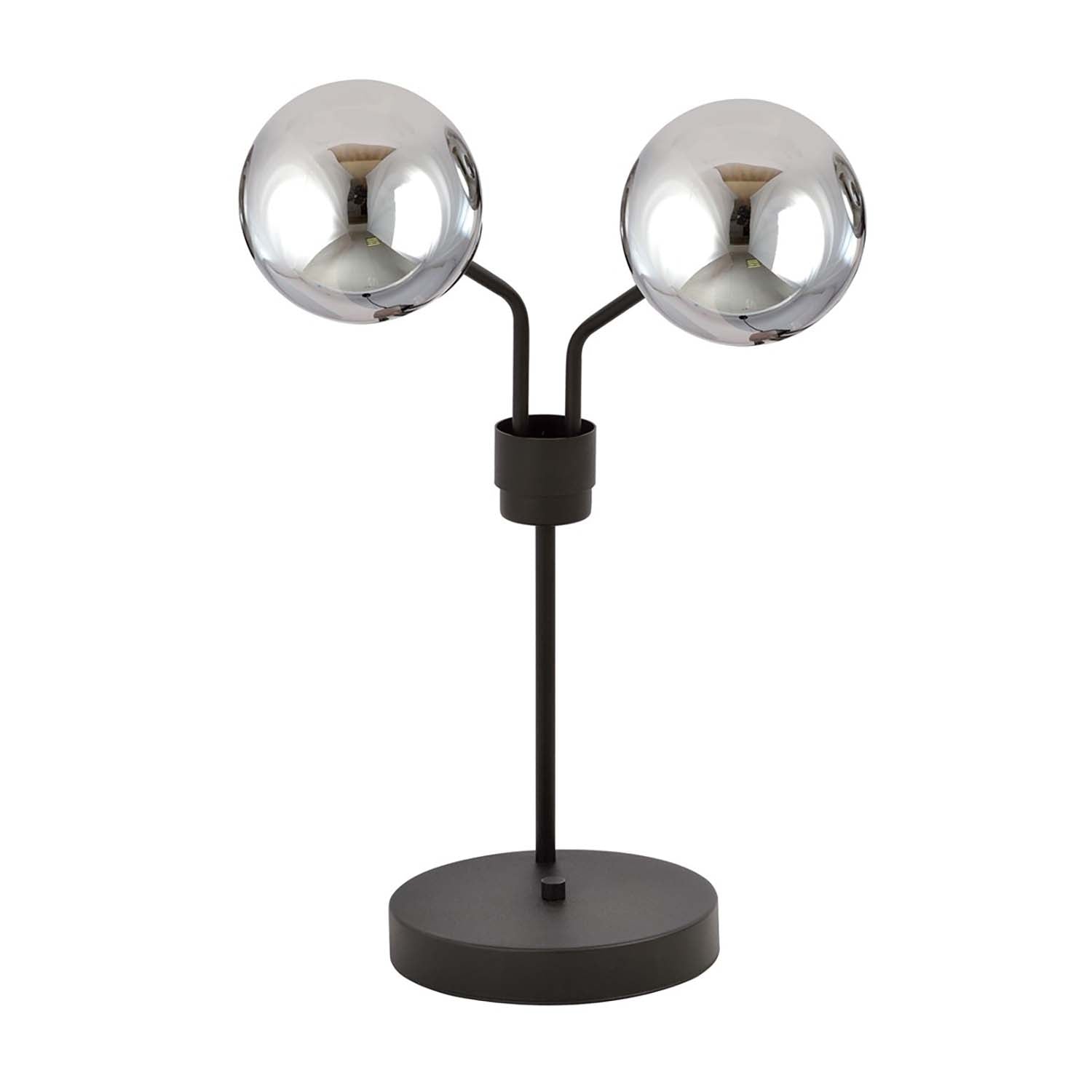 Lampada Da Tavolo Moderna Orione Acciaio Nero Grigio 2 Luci E14 Ip20