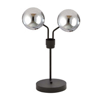 Lampada Da Tavolo Moderna Orione Acciaio Nero Grigio 2 Luci E14 Ip20