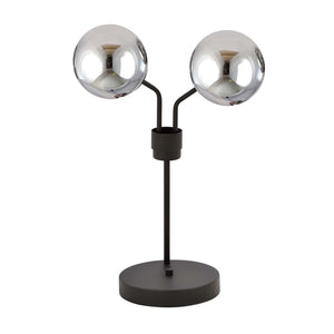 Lampada Da Tavolo Moderna Orione Acciaio Nero Grigio 2 Luci E14 Ip20
