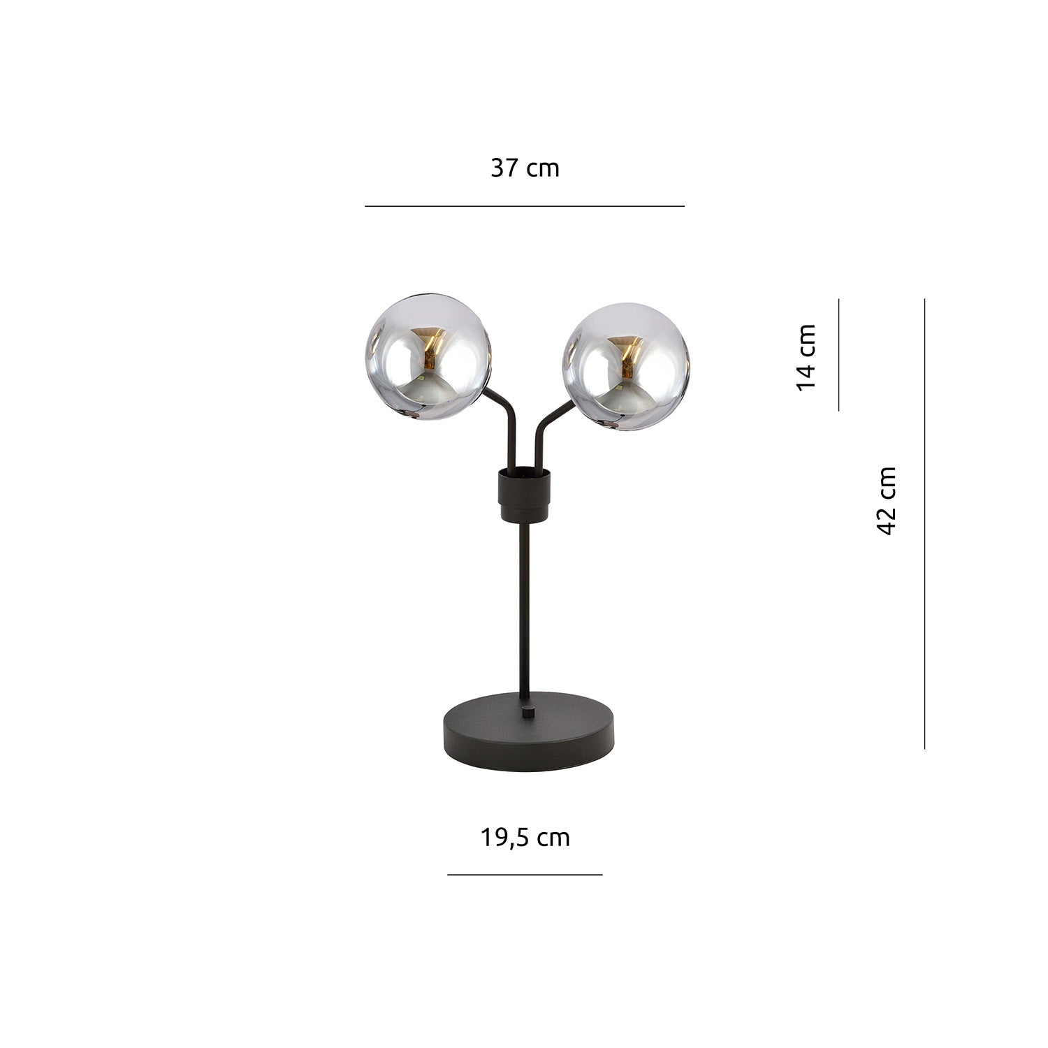 Lampada Da Tavolo Moderna Orione Acciaio Nero Grigio 2 Luci E14 Ip20