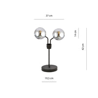 Lampada Da Tavolo Moderna Orione Acciaio Nero Grigio 2 Luci E14 Ip20