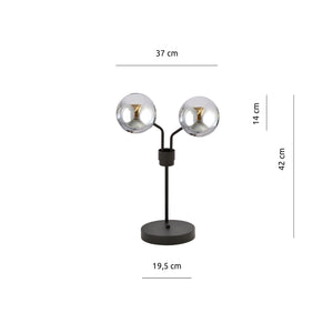 Lampada Da Tavolo Moderna Orione Acciaio Nero Grigio 2 Luci E14 Ip20