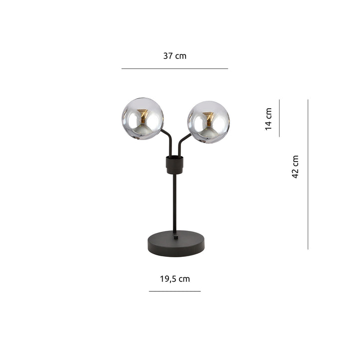 Lampada Da Tavolo Moderna Orione Acciaio Nero Grigio 2 Luci E14 Ip20