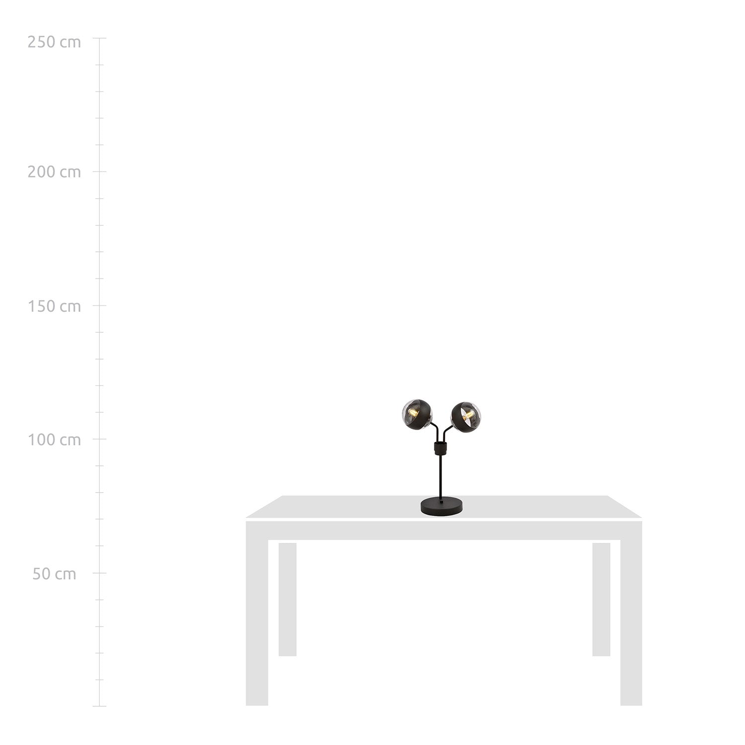 Lampada Da Tavolo Moderna Orione Acciaio Nero Trasparente 2 Luci E14 Ip20