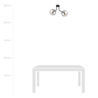Plafoniera Moderna 2 Luci Orione In Acciaio Nero E Sfere Vetro Fumè