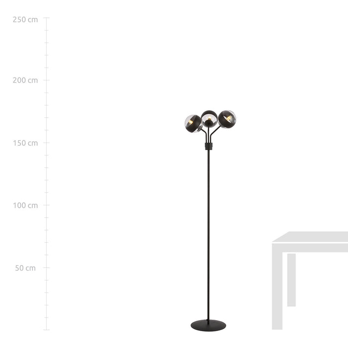 Piantana Moderno Orione Acciaio Nero Trasparente 3 Luci E14 Ip20