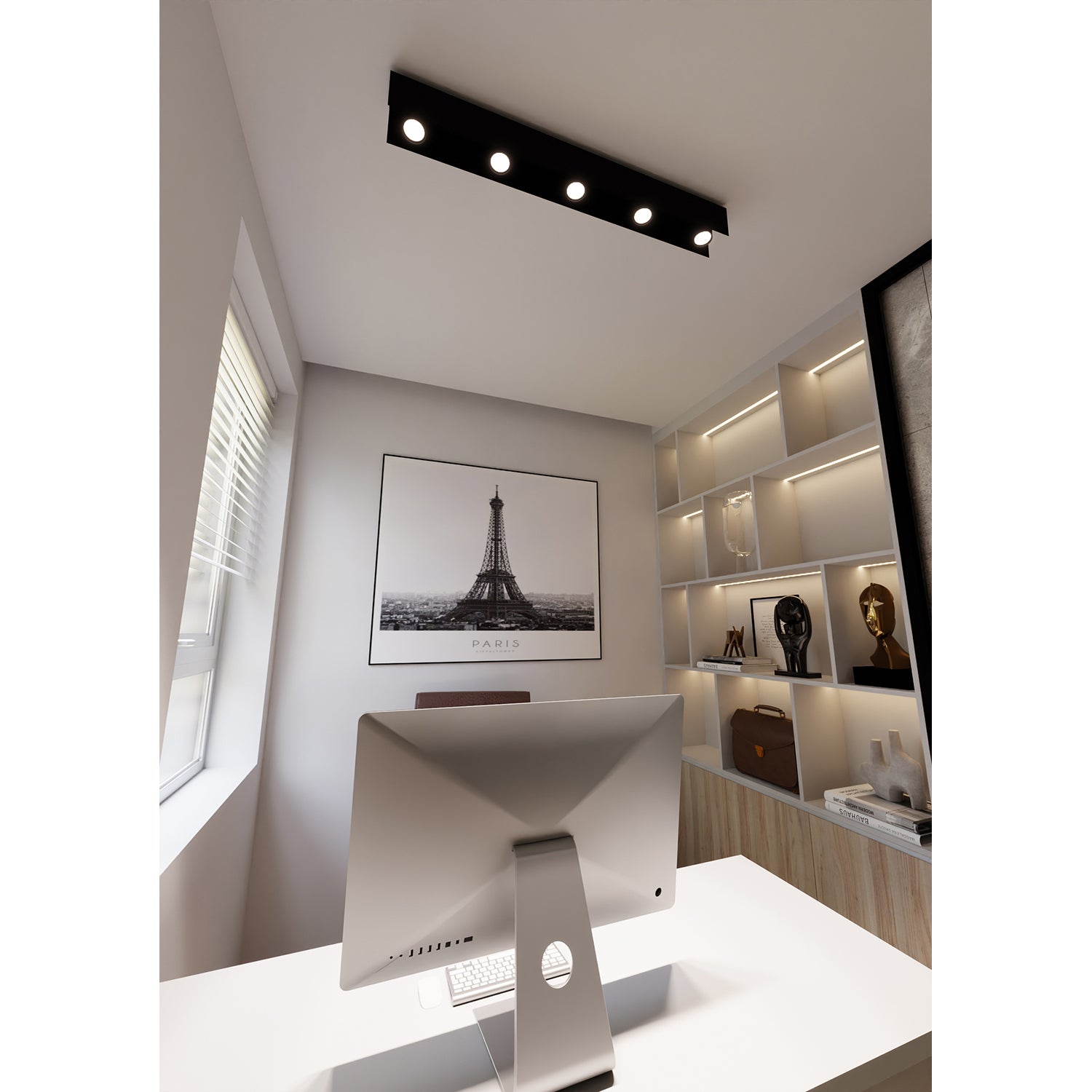 Plafoniera Moderna 5 Luci Cassiopea In Acciaio Nero