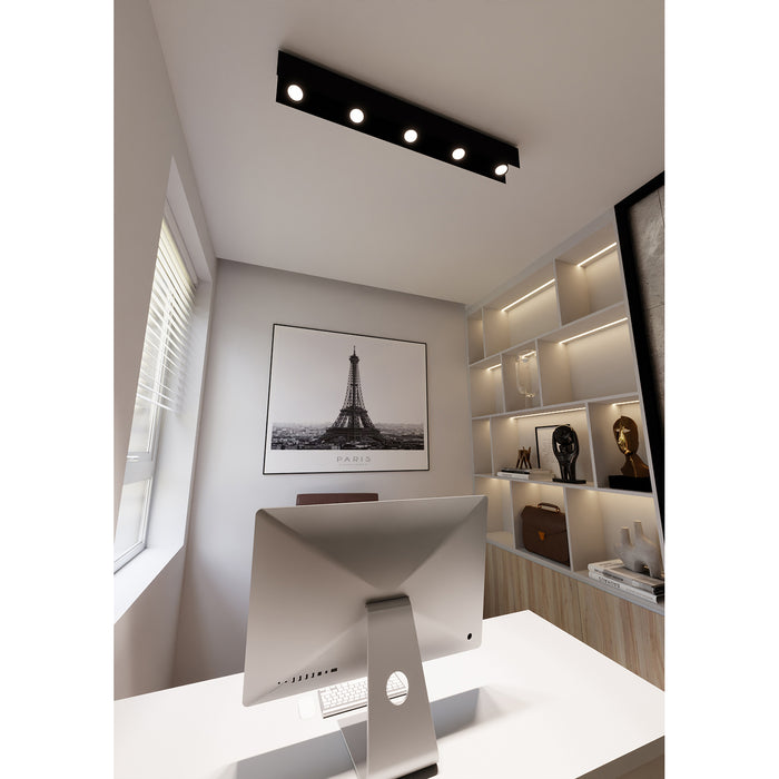 Plafoniera Moderna 5 Luci Cassiopea In Acciaio Nero