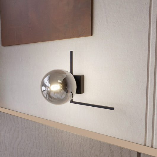 Plafoniera Moderna 1 Luce Andromeda 1130/1G In Acciaio Nero Vetro Fumè