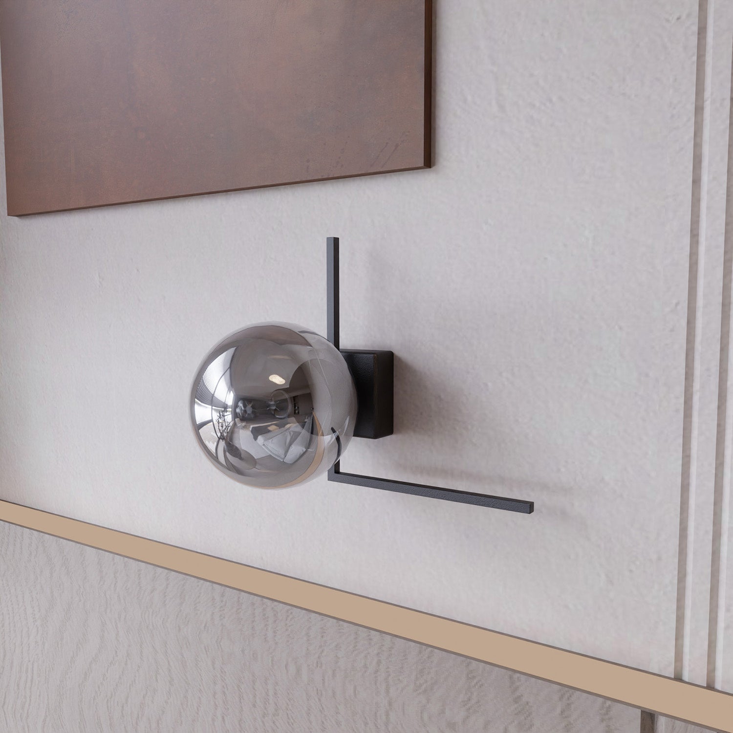 Plafoniera Moderna 1 Luce Andromeda 1130/1G In Acciaio Nero Vetro Fumè