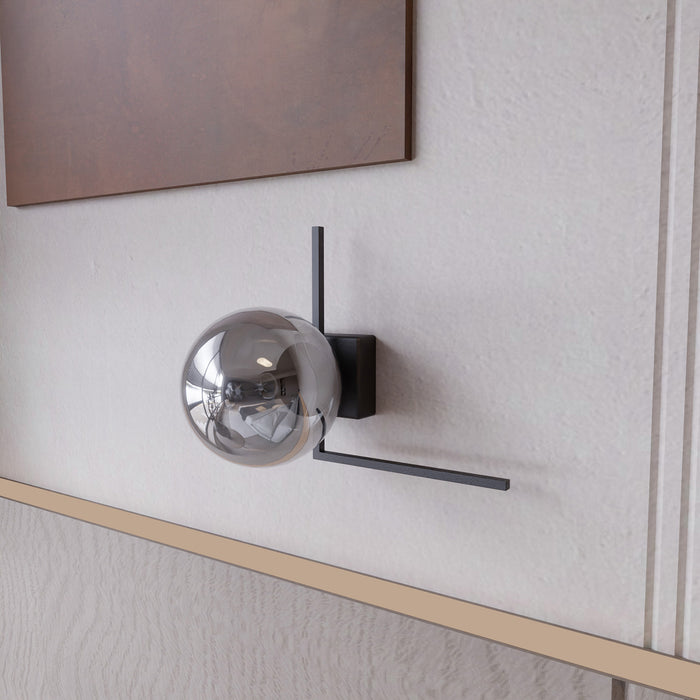 Plafoniera Moderna 1 Luce Andromeda 1130/1G In Acciaio Nero Vetro Fumè