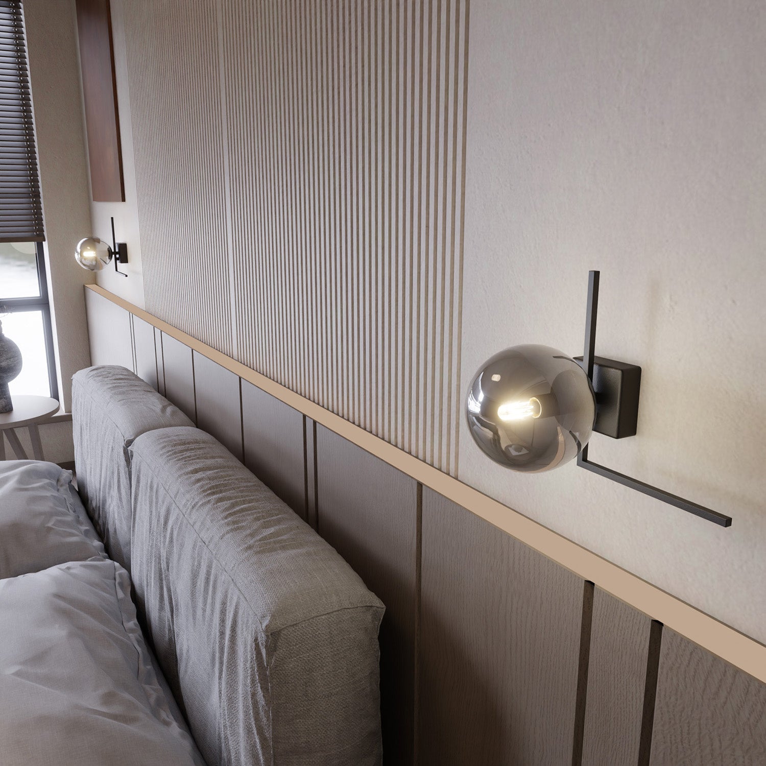 Plafoniera Moderna 1 Luce Andromeda 1130/1G In Acciaio Nero Vetro Fumè