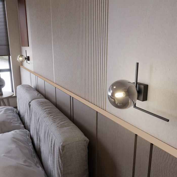 Plafoniera Moderna 1 Luce Andromeda 1130/1G In Acciaio Nero Vetro Fumè