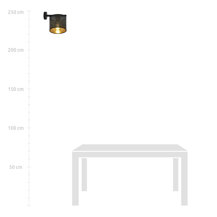 Applique Industrial 1 Luce Cigno In Acciaio Nero E Paralume A Cilindro Oro