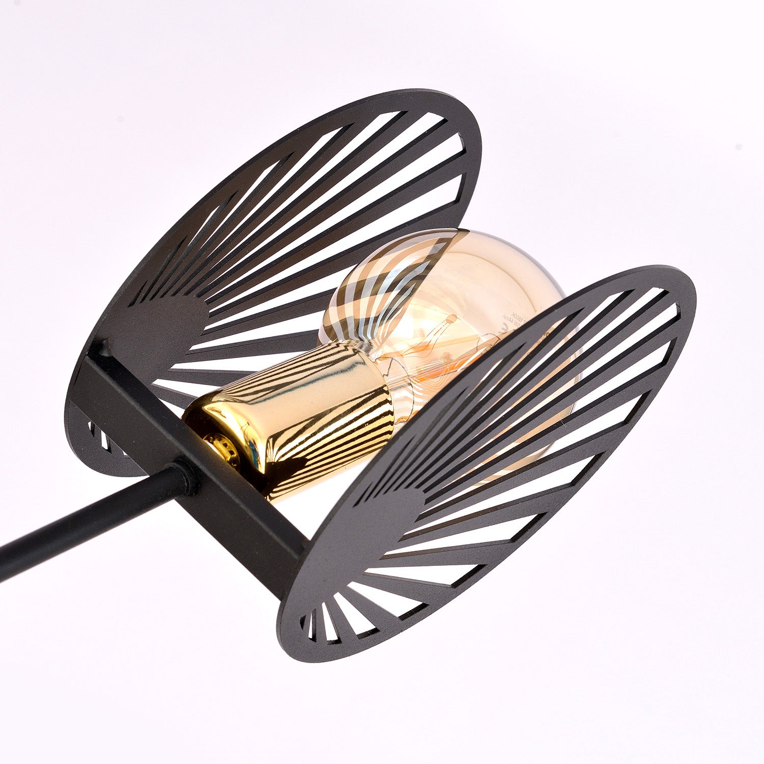 Sospensione Contemporanea 2 Luci Lira In Acciaio Nero E Oro