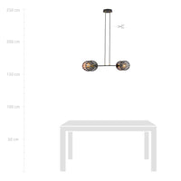 Sospensione Contemporanea 2 Luci Lira In Acciaio Nero E Oro