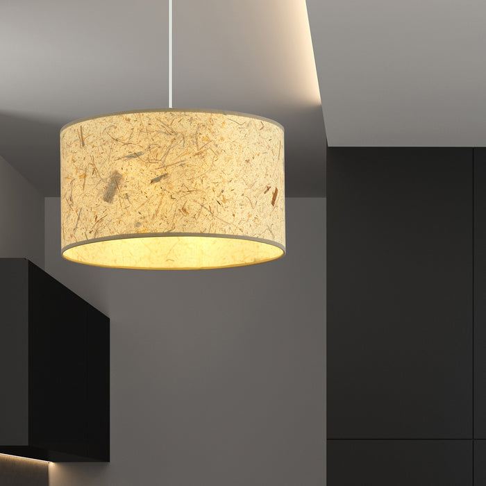 Sospensione Minimal 1 Luce Drago In Acciaio Bianco E Beige Effetto Sughero