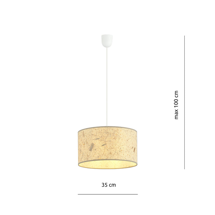 Sospensione Minimal 1 Luce Drago In Acciaio Bianco E Beige Effetto Sughero