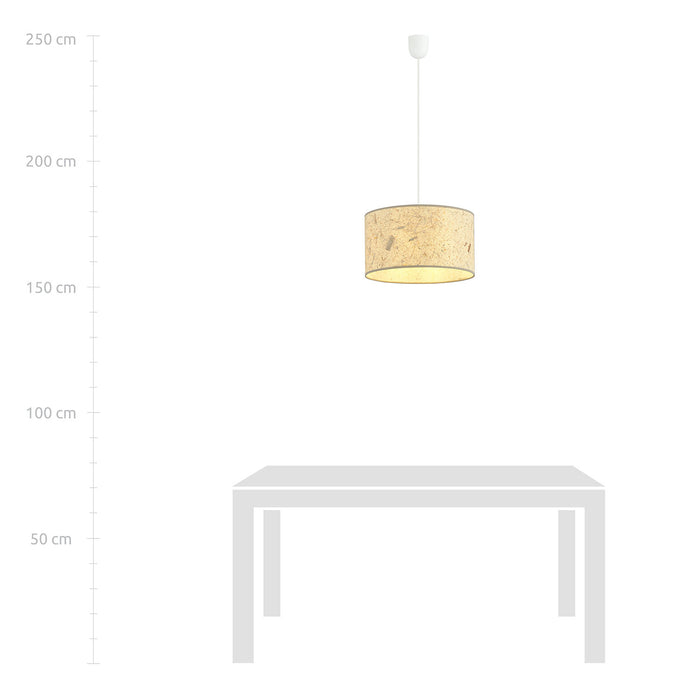 Sospensione Minimal 1 Luce Drago In Acciaio Bianco E Beige Effetto Sughero
