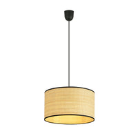 Sospensione Nordica 1 Luce Drago In Acciaio Nero E Rattan
