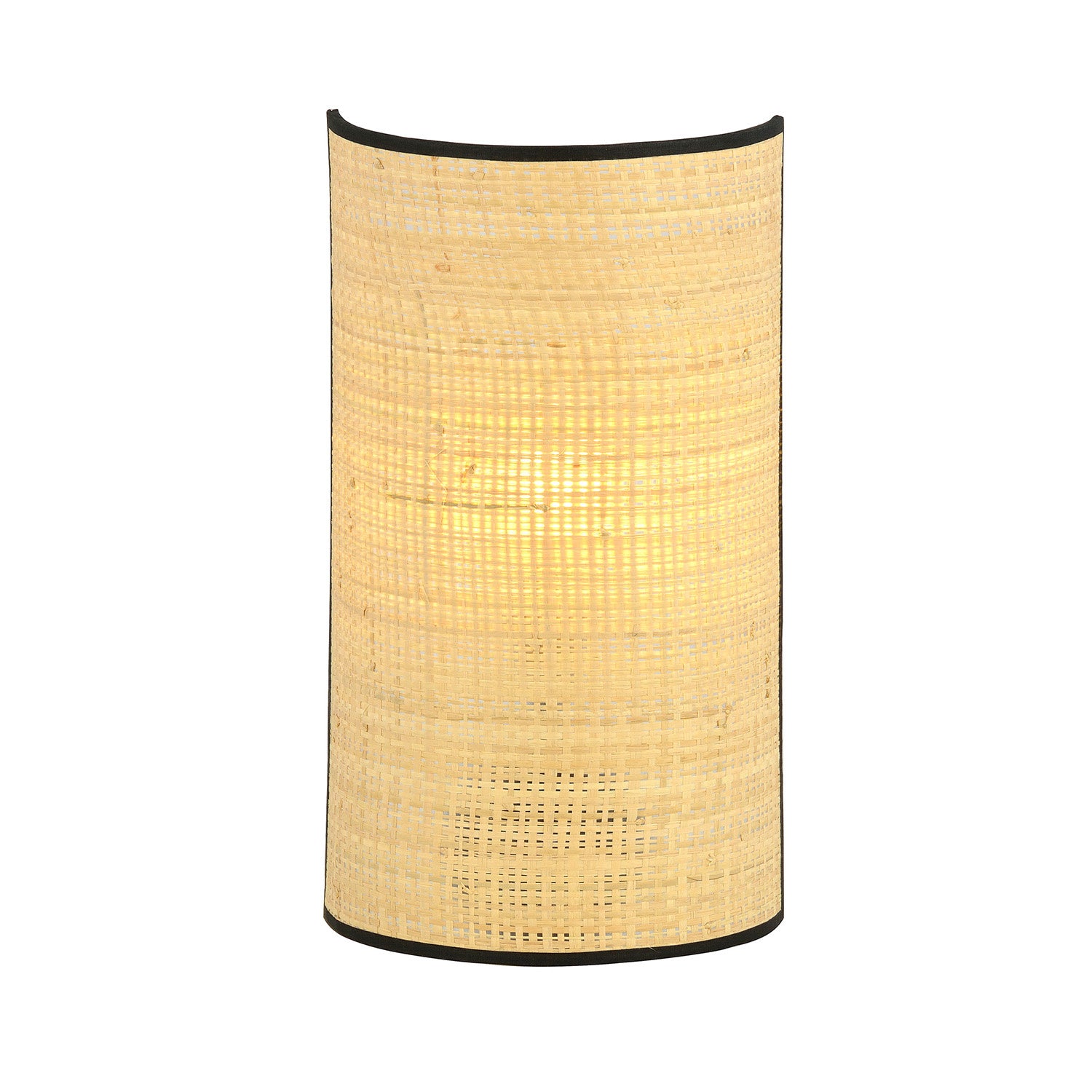 Applique Nordica 1 Luce Drago In Acciaio Nero E Rattan