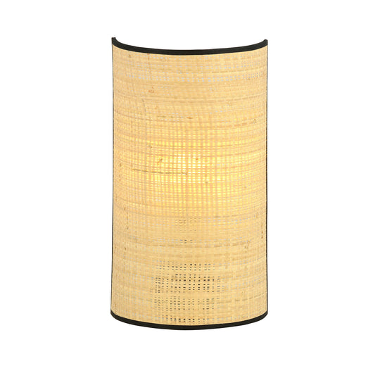 Applique Nordica 1 Luce Drago In Acciaio Nero E Rattan