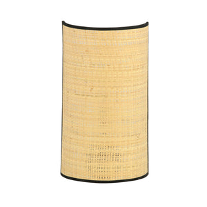 Applique Nordica 1 Luce Drago In Acciaio Nero E Rattan