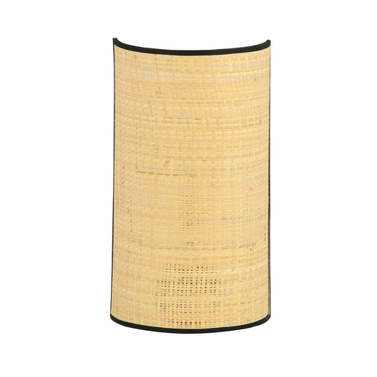 Applique Nordica 1 Luce Drago In Acciaio Nero E Rattan