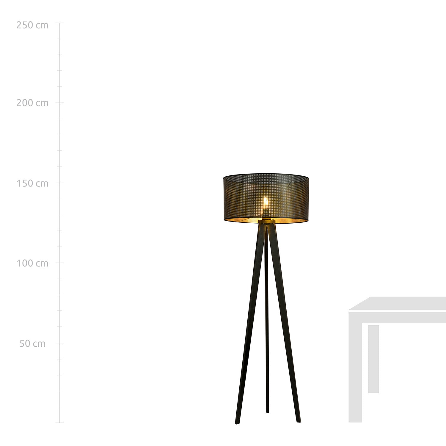 Piantana Moderno Drago Acciaio Nero Oro 1 Luce E27 Ip20