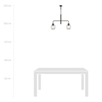 Lampadario Moderno 2 Luci Auriga In Accaio Nero E Vetro Trasparente