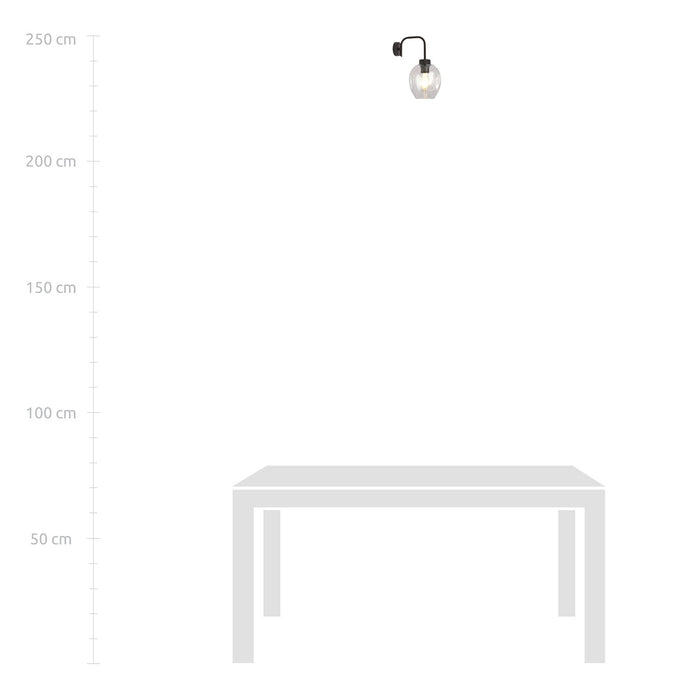 Applique Moderna 1 Luce Auriga In Accaio Nero E Vetro Trasparente