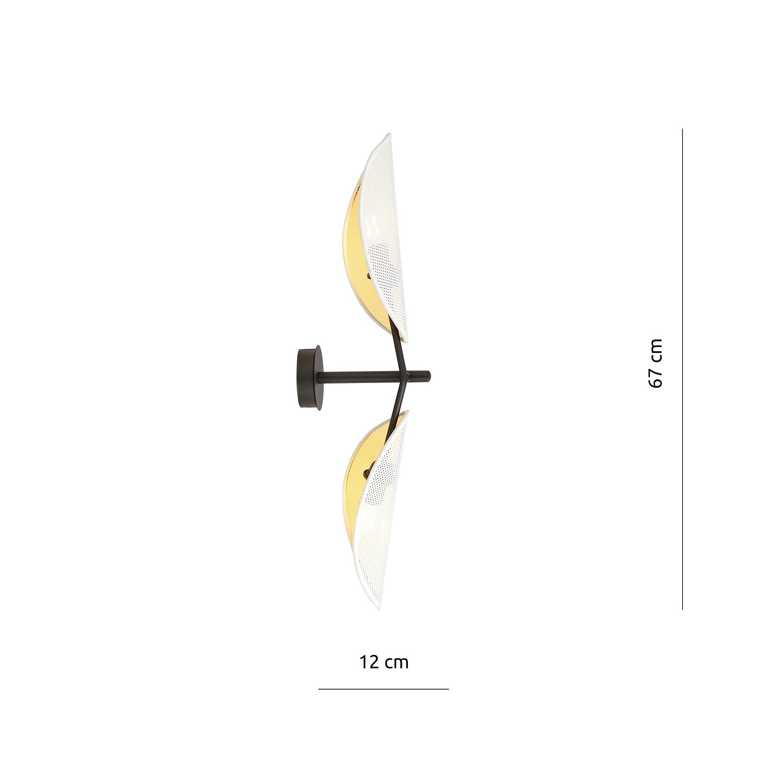 Applique 2 Luci Eridano A Braccio In Acciao Nero Bianco E Oro