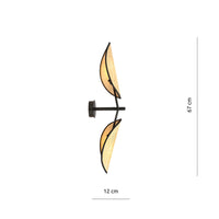 Applique 2 Luci Eridano A Braccio In Acciao Nero E Rattan