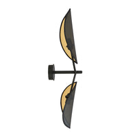 Applique 2 Luci Eridano A Braccio In Acciao Nero E Oro