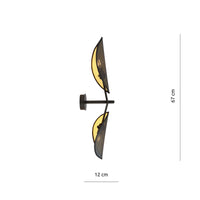 Applique 2 Luci Eridano A Braccio In Acciao Nero E Oro