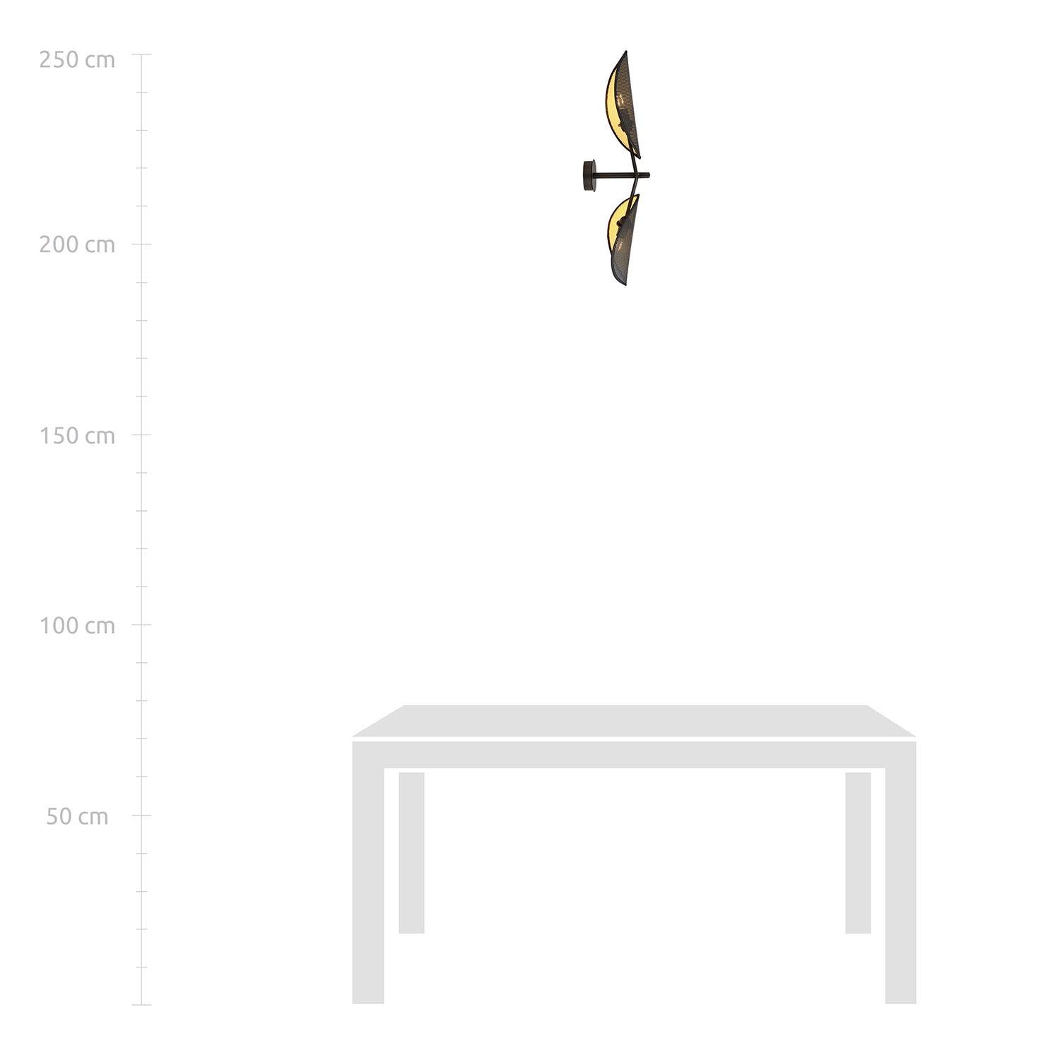 Applique 2 Luci Eridano A Braccio In Acciao Nero E Oro