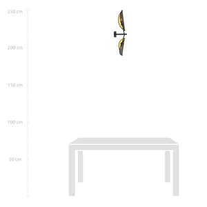 Applique 2 Luci Eridano A Braccio In Acciao Nero E Oro