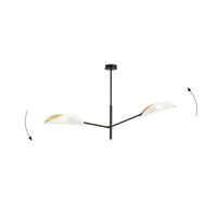 Lampadario 2 Luci Eridano In Acciao Nero E Bianco Oro Con Bracci Mobili