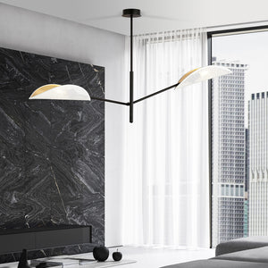 Lampadario 2 Luci Eridano In Acciao Nero E Bianco Oro Con Bracci Mobili