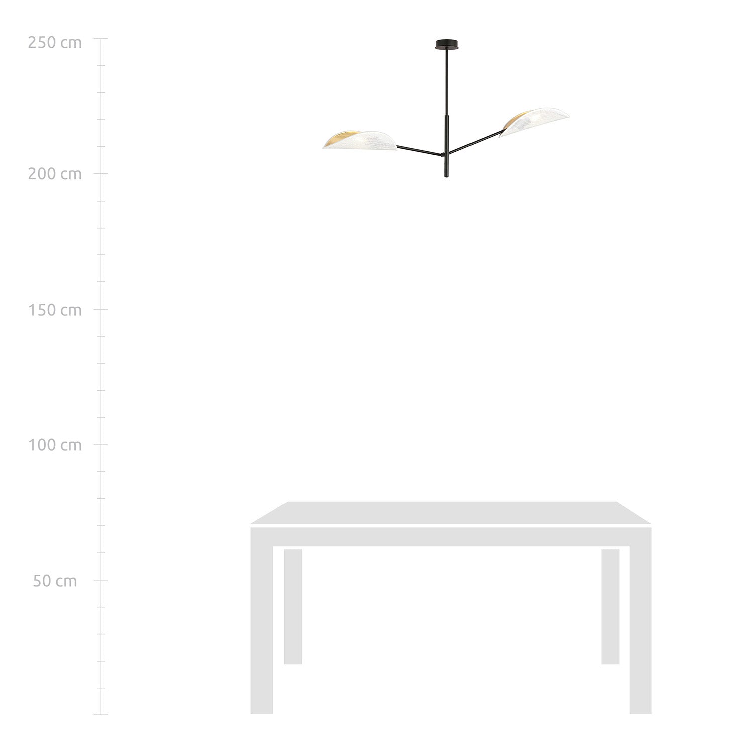 Lampadario 2 Luci Eridano In Acciao Nero E Bianco Oro Con Bracci Mobili