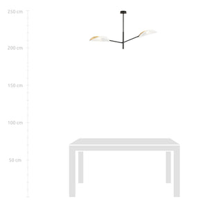 Lampadario 2 Luci Eridano In Acciao Nero E Bianco Oro Con Bracci Mobili