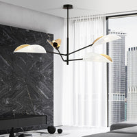 Lampadario 4 Luci Eridano In Acciao Nero E Bianco Oro Con Bracci Mobili